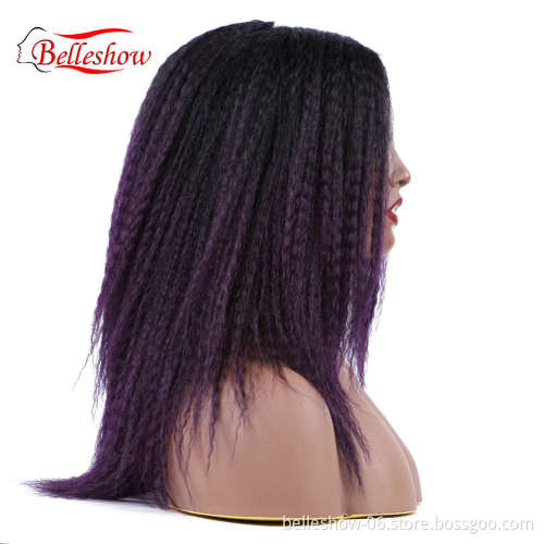 Hot sell Wholesale Price Kinky Straight Hair Synthetic Lace Front Wig Ombre Popular Yaki Straight wig kinky long straight wigs